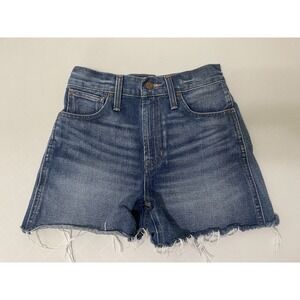 Madewell The Perfect Jean Short High Rise Cutoff Blue Denim 23‎ Raw Hem